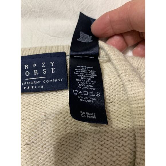 Crazy Horse-Liz Claiborne Silk Wool Embroidered Cardigan-Sz XL-Grandma-Retro - Picture 9 of 9